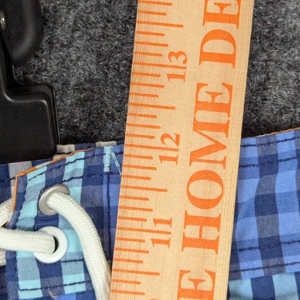 Tommy Bahama Mens Blue‎ Orange Gingham Plaid Swim Trunks Board Shorts Medium